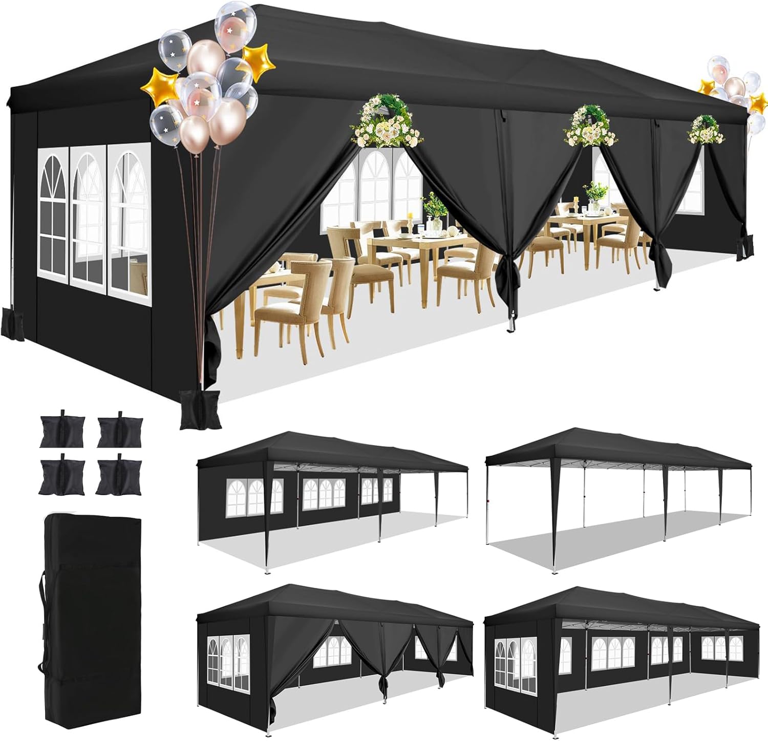 Outdoor Adventure Tent - 10x30피트 팝업 캐노피 텐트 (8개의 측벽
