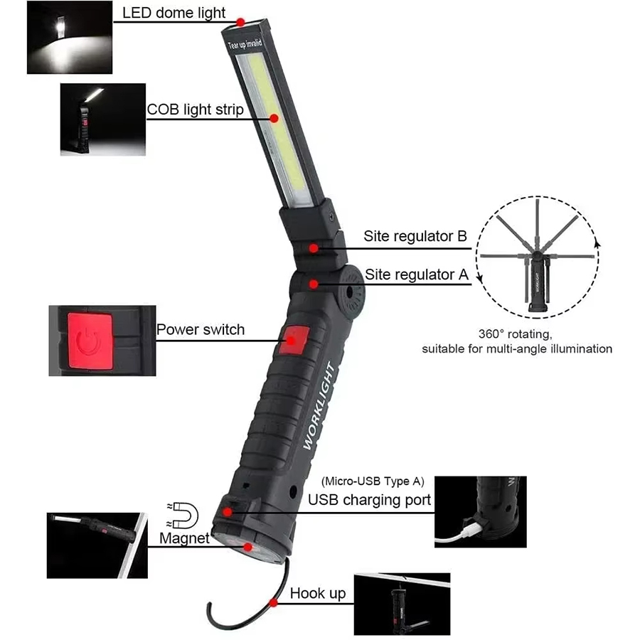 마그네틱 후크가있는 휴대용 LED 손전등 야외 수리 작 - Outdoor Adventurer 리뷰 및 가격