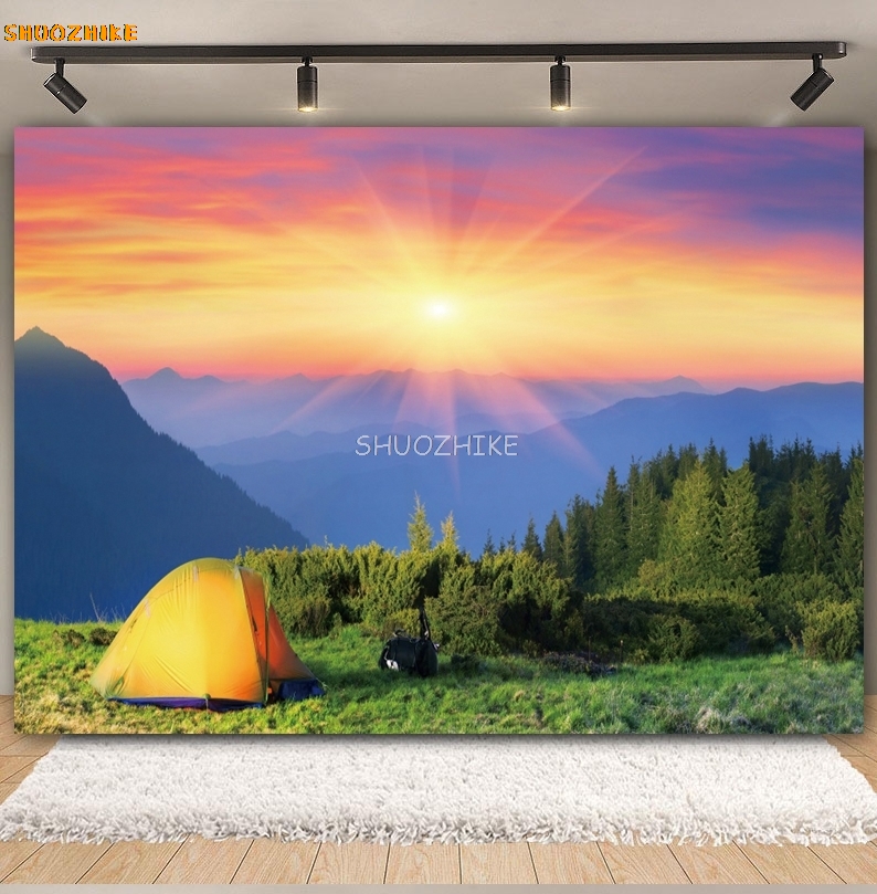 야외 숲 캠핑 배경 사진 캠프 텐트, 모닥불 산맥 호수 - Outdoor Adventure Tent 리뷰 및 가격