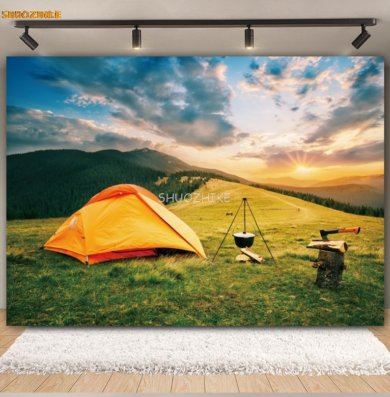 야외 숲 캠핑 배경 사진 캠프 텐트, 모닥불 산맥 호수 - Outdoor Adventure Tent 리뷰 및 가격
