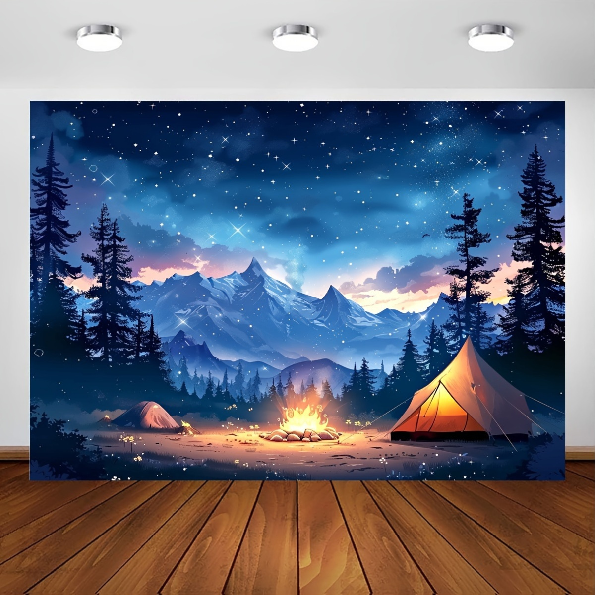 2D 플랫 스타리 나이트 캠핑 배경막, 산과 텐트가 있 - Outdoor Adventure Tent 리뷰 및 가격